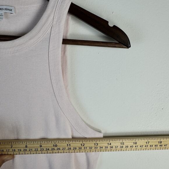 JAMES PERSE Standard Ribbed Tank Top Blush Pink Size 2 Medium Stretch Casual - Picture 4 of 6
